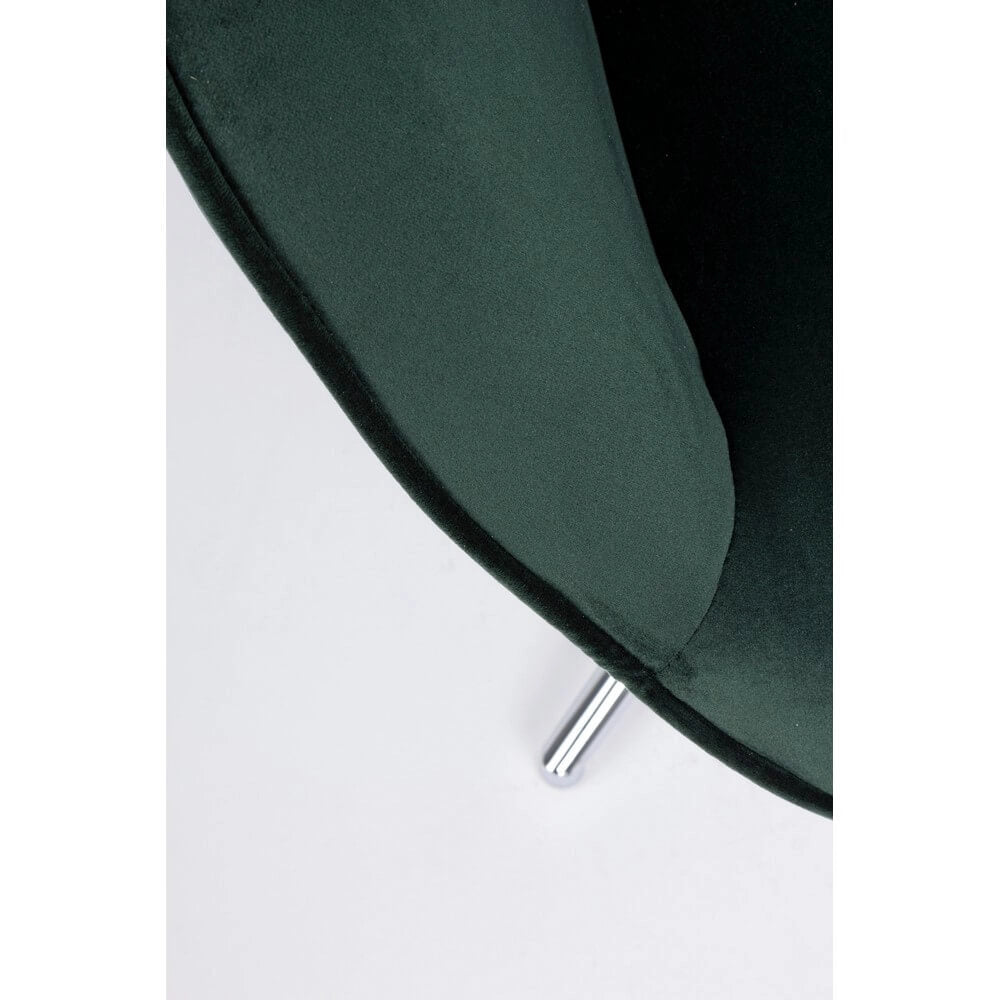 Poltrona Girevole in Velluto Verde con Base Cromata - DAPHNE