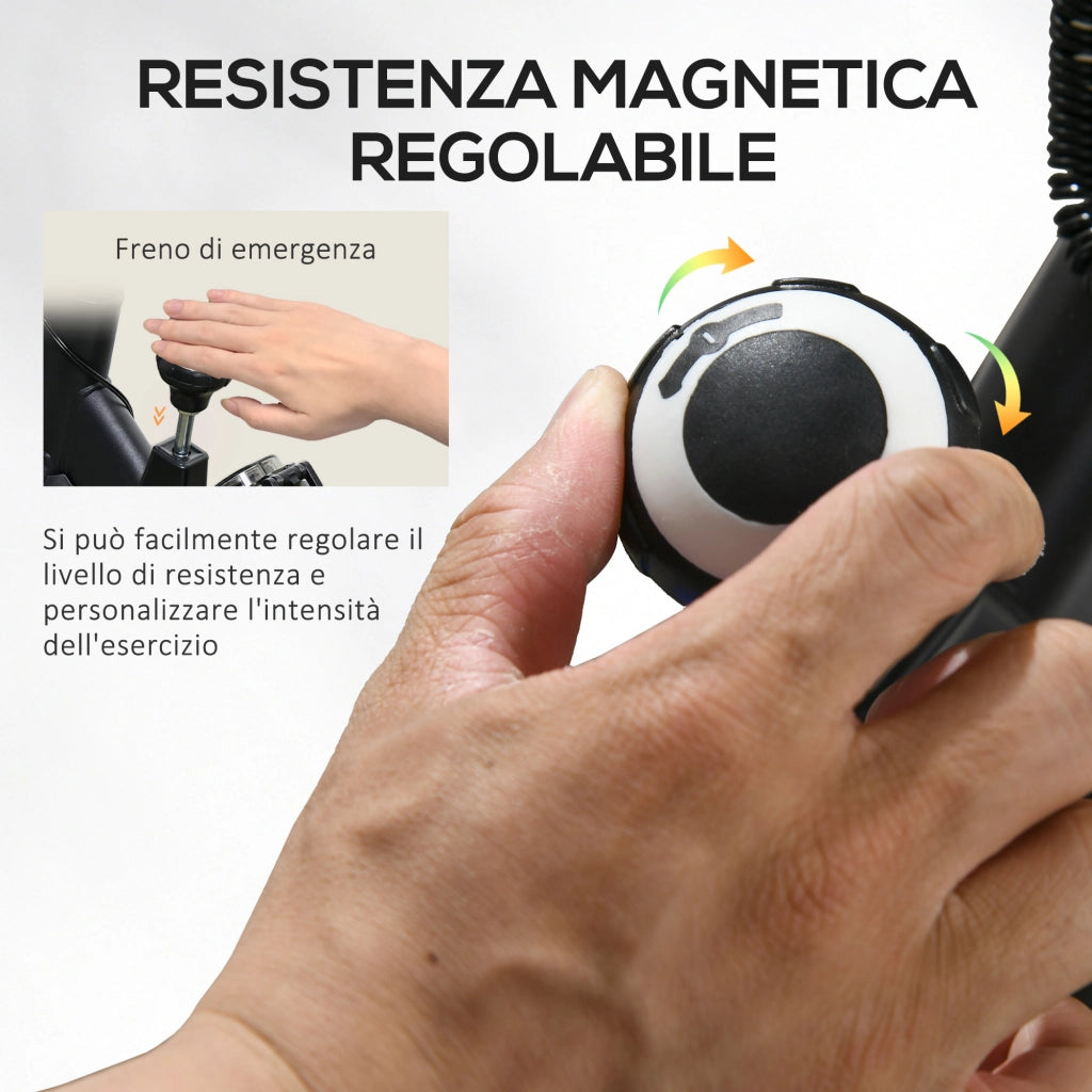 Cyclette con Volano 8 kg e Schermo LCD ¨C Minimal ¨C Acciaio e ABS, Rosso e Nero, 103x53x100-114 cm