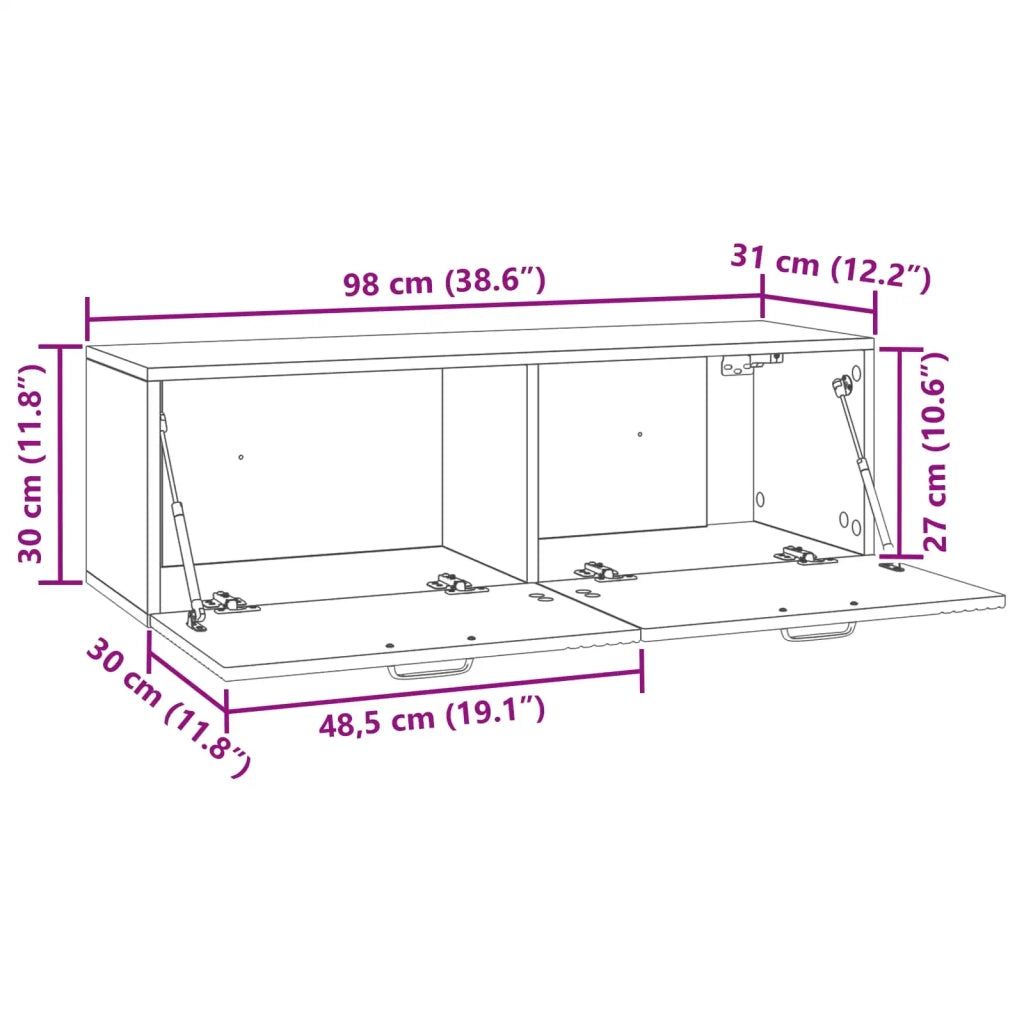 Mobile Porta TV da Muro Legno antico 98 x 31 x 30 cm