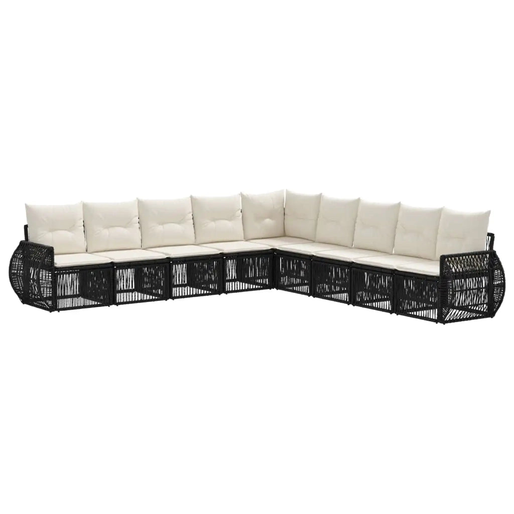 Set Divano da Giardino 9 pcs Nero e Bianco Crema polyrattan 3435439