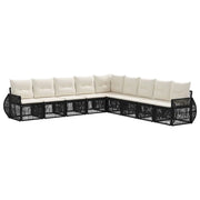 Set Divano da Giardino 9 pcs Nero e Bianco Crema polyrattan 3435439