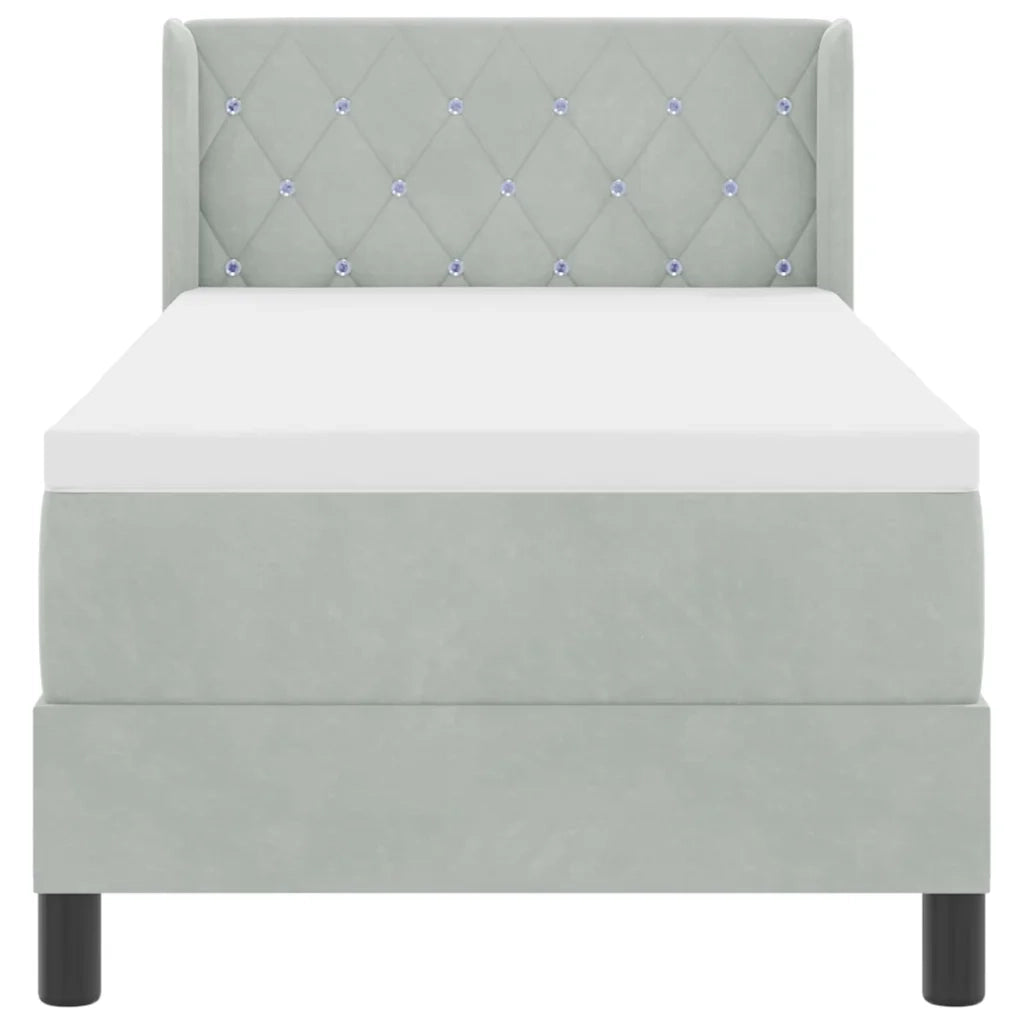 Letto a molle con testiera Grigio chiaro 200 x 80 cm Poliestere