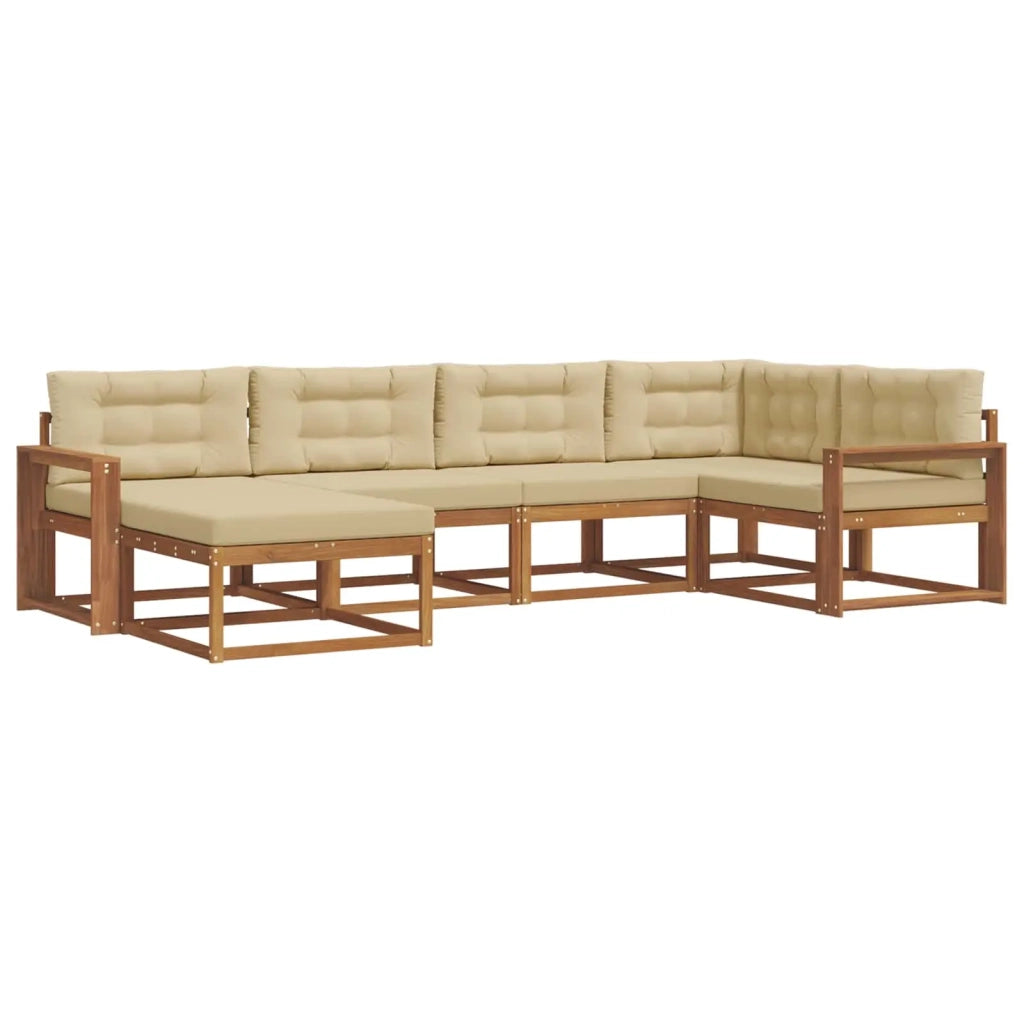 Set di divani da esterno con cuscino 6 pcs Naturale e Beige