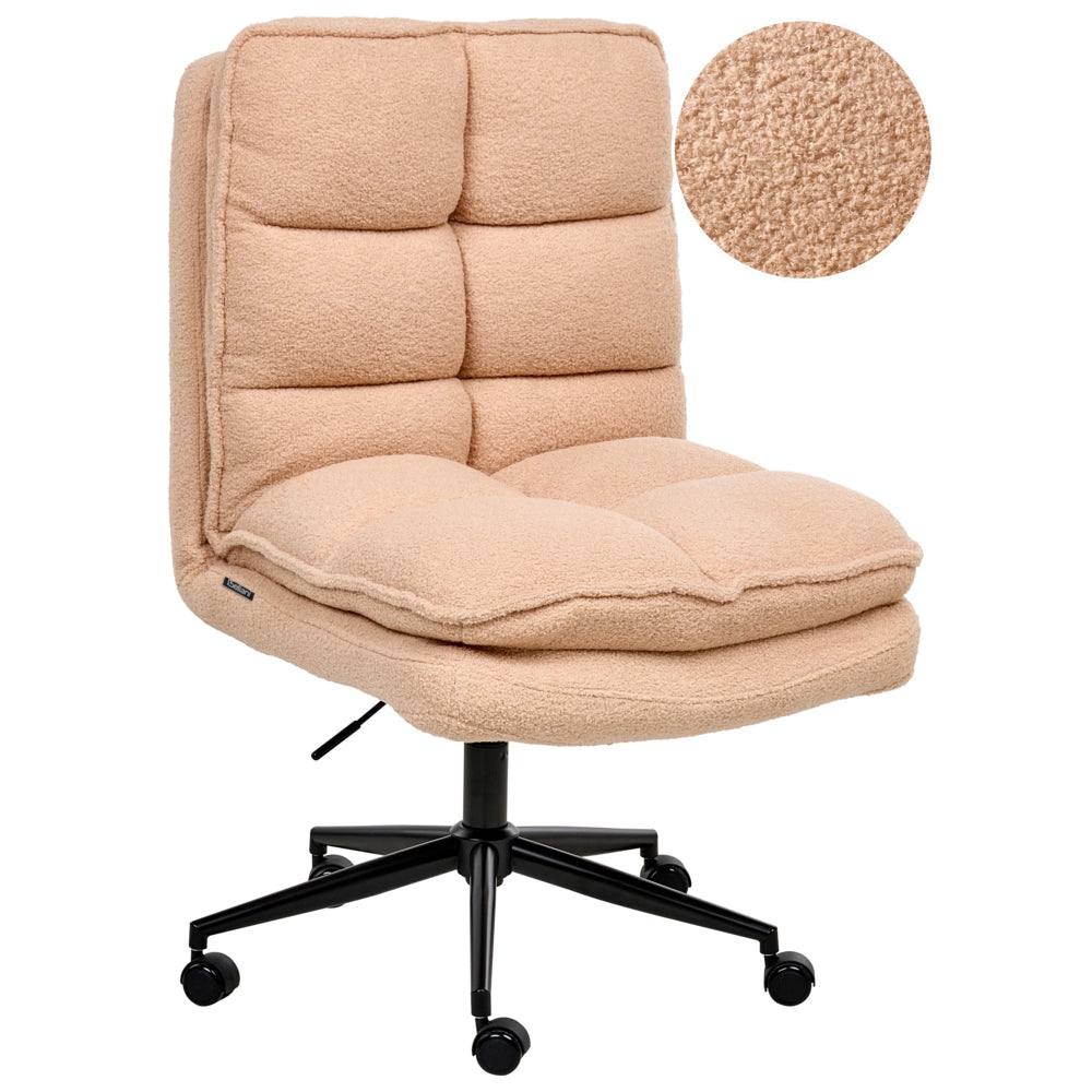 Sedia da scrivania per ufficio Rivestimento in Boucle rosa pesca Regolazione dell'altezza del sedile Imbottitura girevole reclinabile