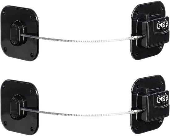 Scheda di sicurezza per porte - Protezione per la camera dei bambini - Bloccaggio senza chiave - 2 pezzi - Nero
