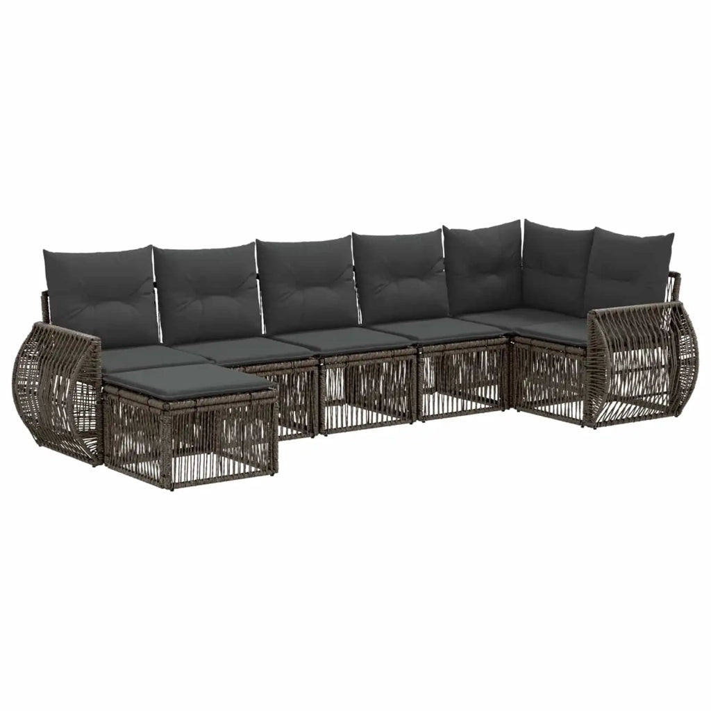Set Divano da Giardino 7 pcs Grigio e Grigio Scuro polyrattan 3435491