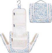 Asciugamani per bagno appesi per donne, asciugamani per bagno appesi per uomini, borsa cosmetica appesa per donne e ragazze (fiori blu piccoli)