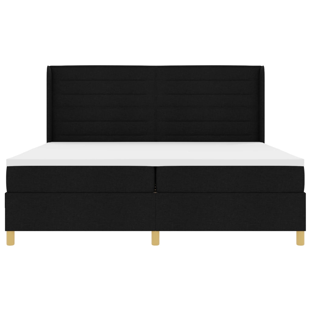 Letto Box Spring con Materasso e LED Nero 200x200 cm Tessuto