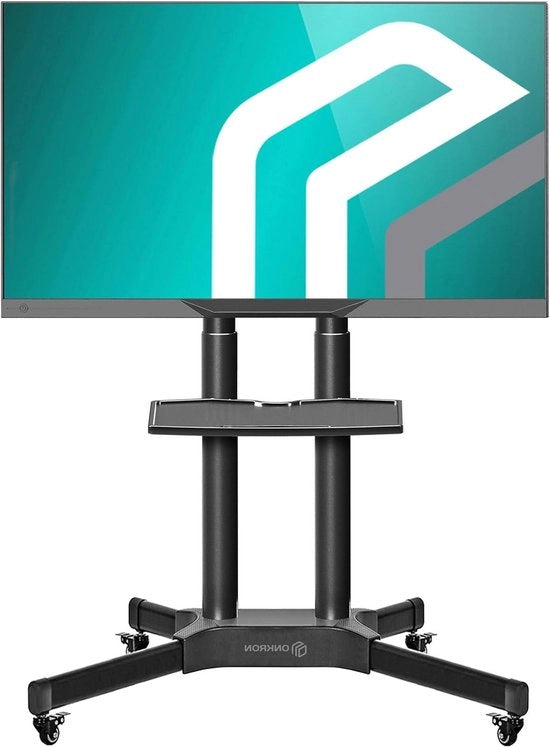 Tv-standaard con ruote per schermo da 32 a 65 pollici - maniglia per schermo regolabile - max. 50 kg - VESA 600 x 400 - regolabile in altezza - TS1351-B standaard per schermo con ruote