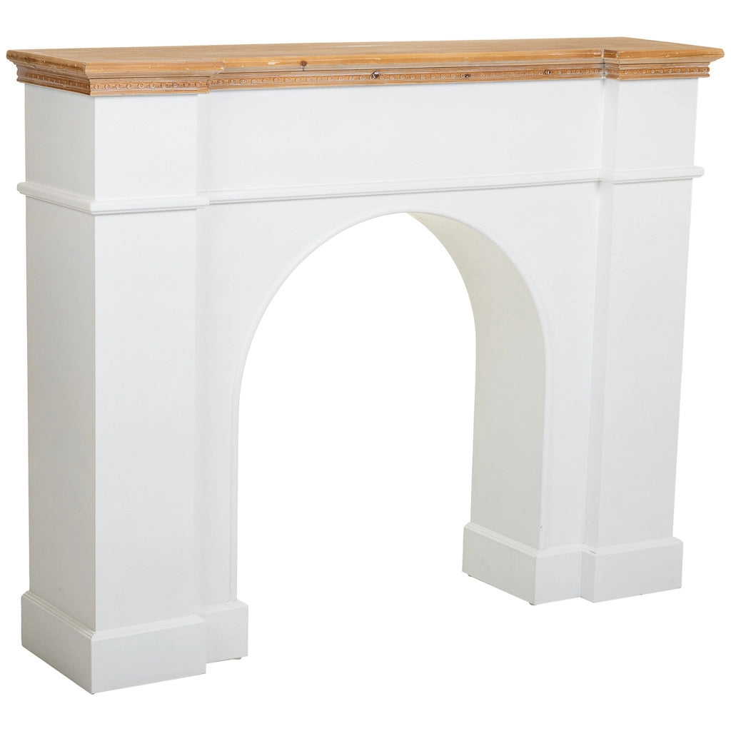 Cornice camino in legno bianco 125,5x29x101h