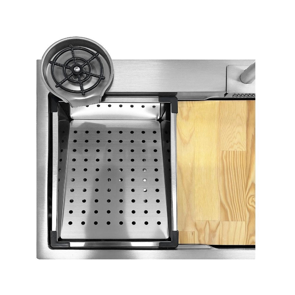 Lavello incasso SA3541 una vasca 75x45 cm. completo di accessori colore inox