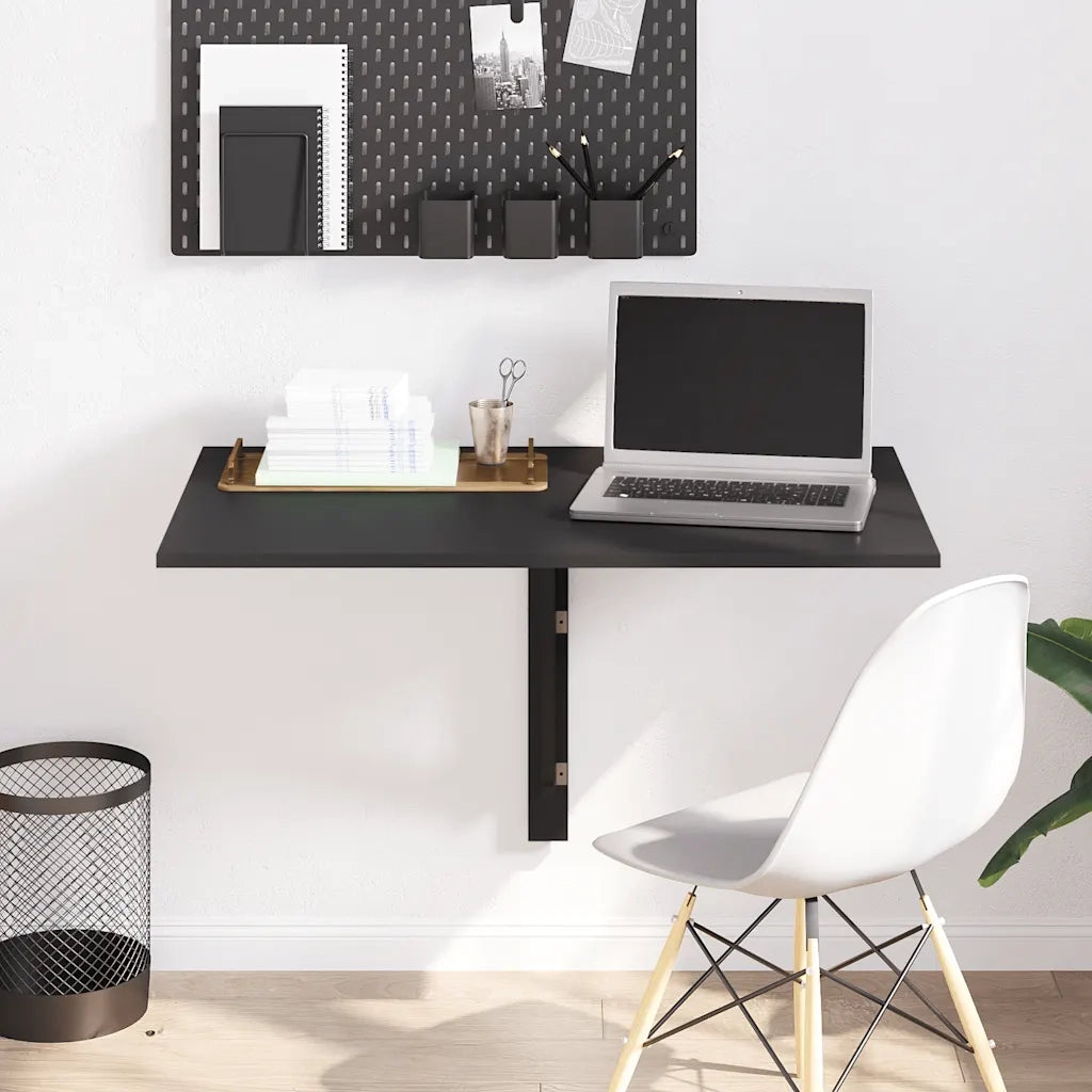 Tavolino da Parete Pieghevole Nero 110x38x75 cm in Multistrato CFW6442426