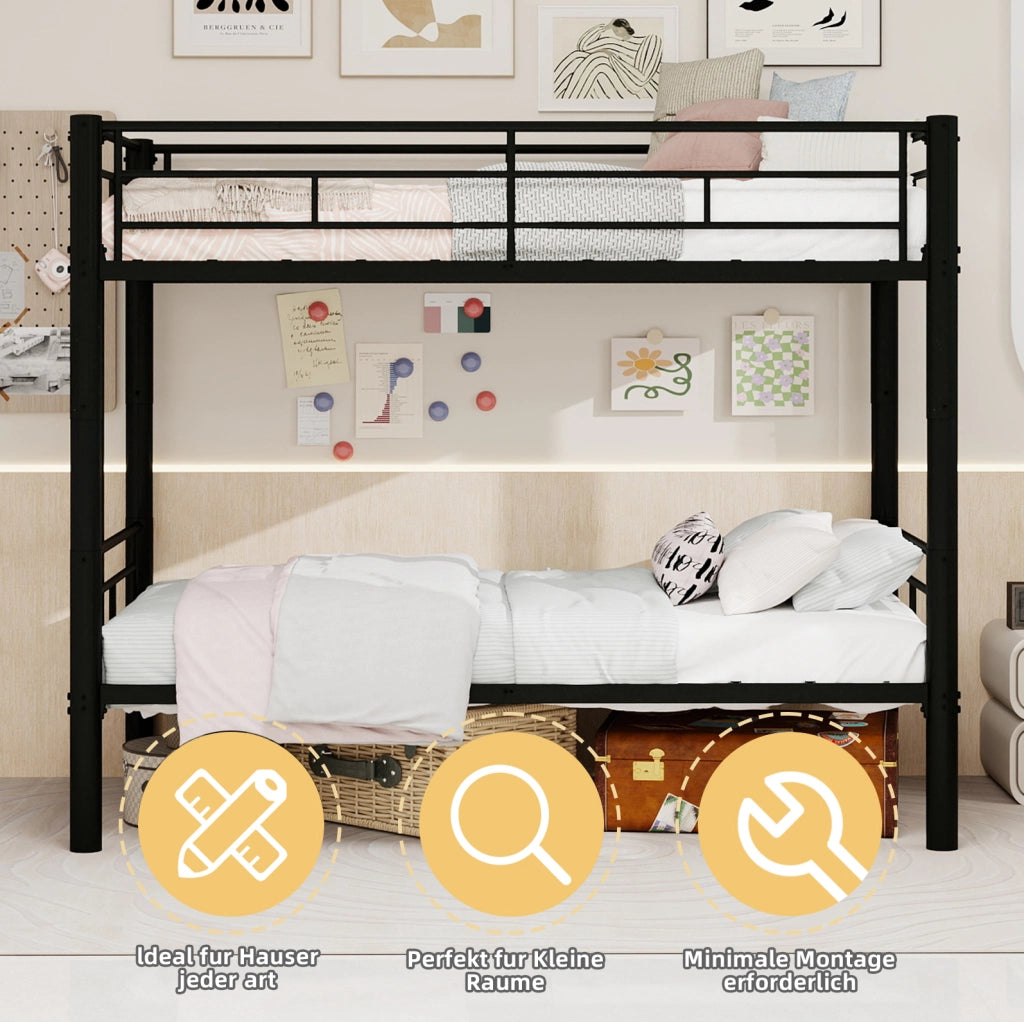Letto a castello in metallo nero 196x103x156 cm