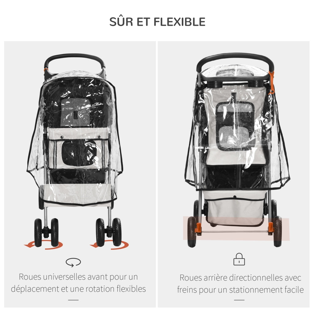 Carrello pieghevole per animali ¨C zephmum ¨C impermeabile con cestino e portabottiglie