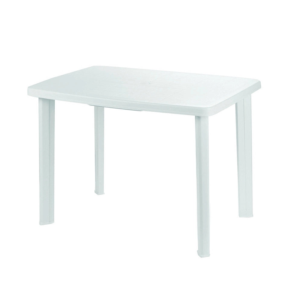 Trade Shop - Tavolo Da Giardino Rettangolare Bianco Arredo Esterno Resistente 101x68xh72cm 012138 -