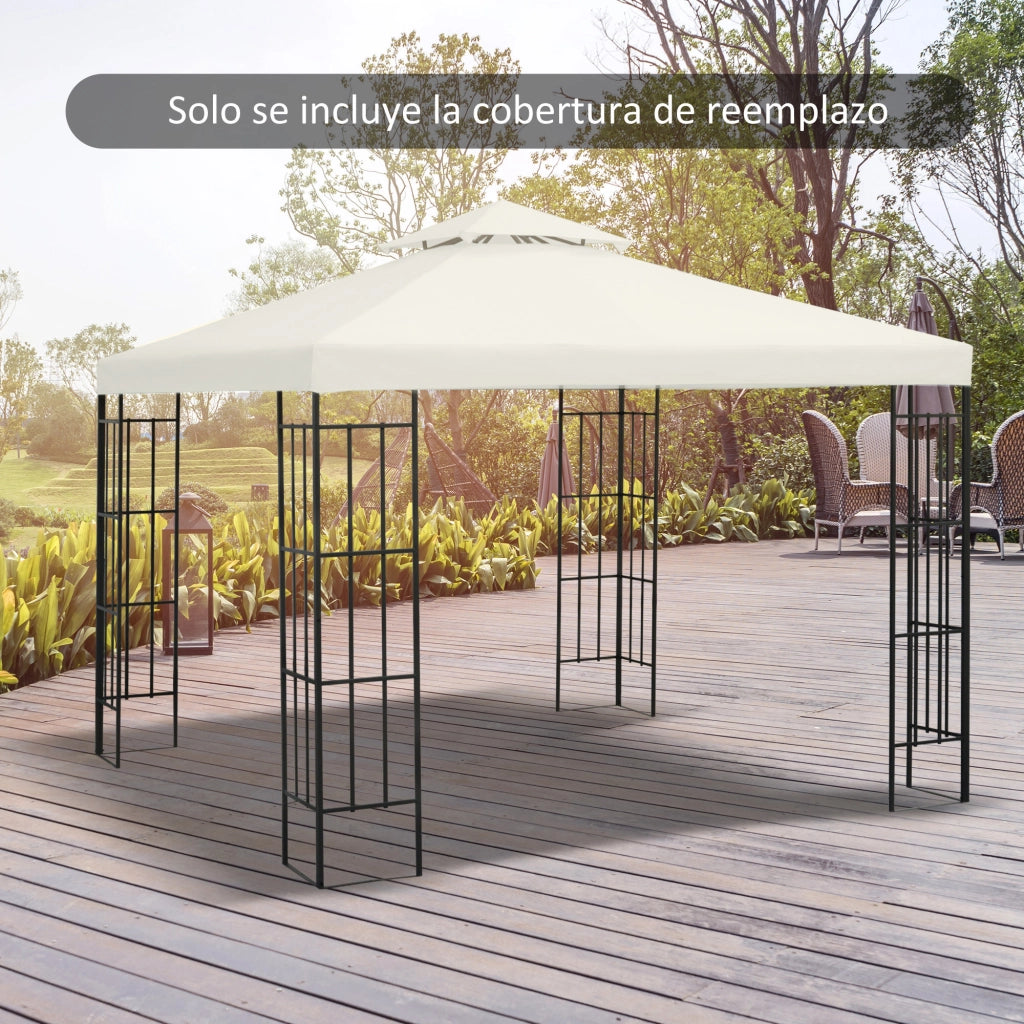 Tenda per Gazebo ¨C Zephmum ¨C 3x3 m, crema, doppio strato, 8 fori di drenaggio