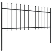 Recinzione da Giardino | Recinzione da cortile con Punta a Lancia in Acciaio 537x80 cm Nero
