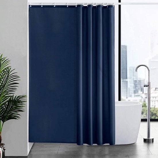 Gordiglio Antischiuma Stoffa Polyester Impermeabile per Doccia o Bagno, 12 Haken, Lunghezza Extra, 180x210cm, Blu Marina.