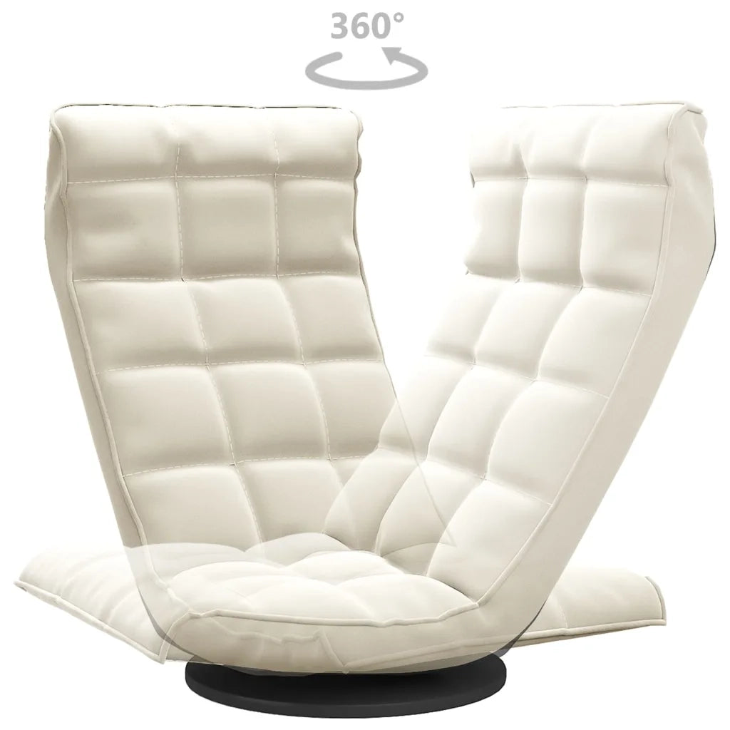 Sedia da Pavimento Girevole Crema in Velluto CFW6893124