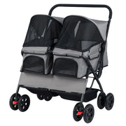 Passeggino doppio per cani pieghevole 80 x 72 x 101 cm comodo da usare massima sicurezza alluminio grigio 20_0017128