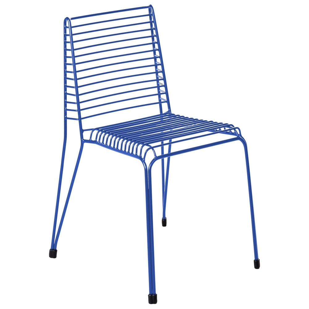 Set di 2 sedie da giardino con telaio in acciaio blu impilabili da esterno per patio stile moderno