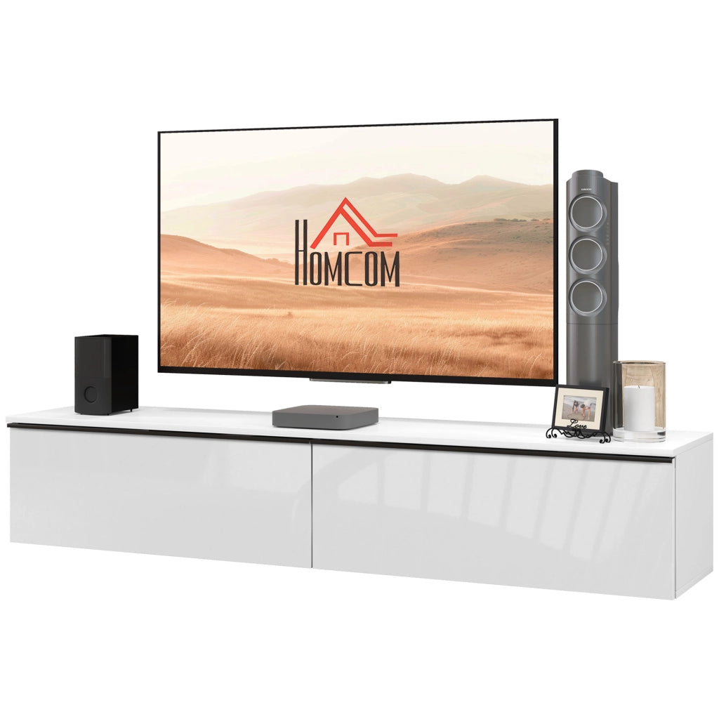 Mobile TV Sospeso con Ante a Ribalta ¨C Xylo ¨C Legno Bianco Lucido 160x35x30 cm