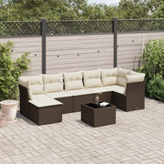 Set Divani da Giardino 8 pz con Cuscini Marrone in Polyrattan 3249822