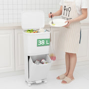 Pattumiera da Cucina Doppio Bidone 38 L Secchio Separazione Rifiuti Salvaspazio
