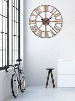 Orologio da Muro Plus Ø71,5x4 cm in Ferro e MDF Marrone