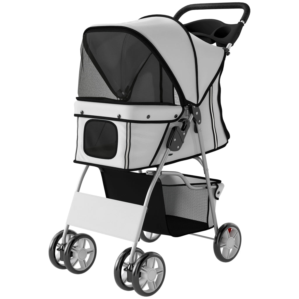 Carrello per Cani con Cestino Portavasos e Cuscino Lavabile ¨C zephmum ¨C Grigio 77x44x102 cm