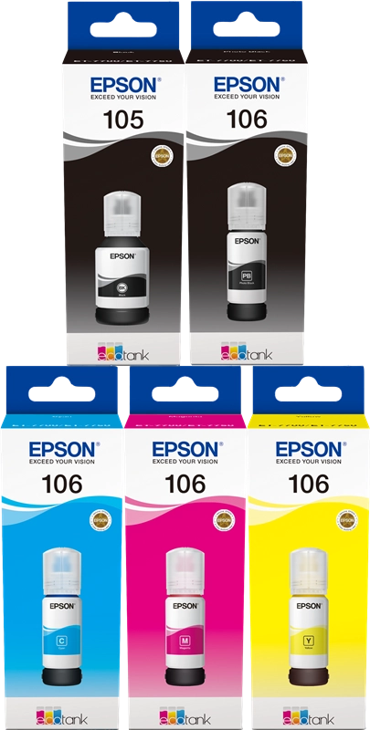 ORIGINAL Epson Multipack nero / Nero (Foto) / ciano / magenta / giallo T00Q/R MCVP 105/106 ~28000 Seiten