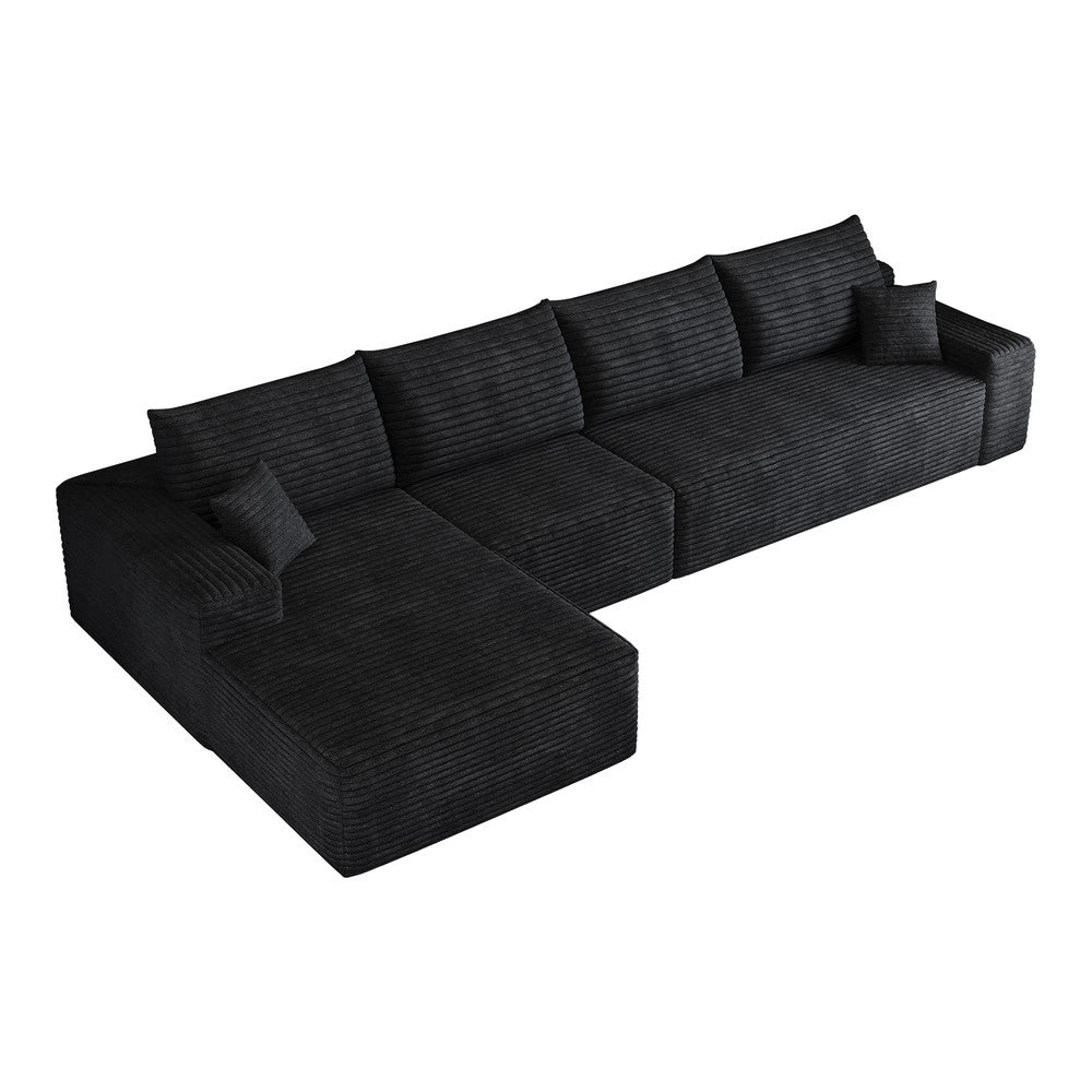 Divano angolare chaise longue ¨C Minimal ¨C nero tessuto 340cm