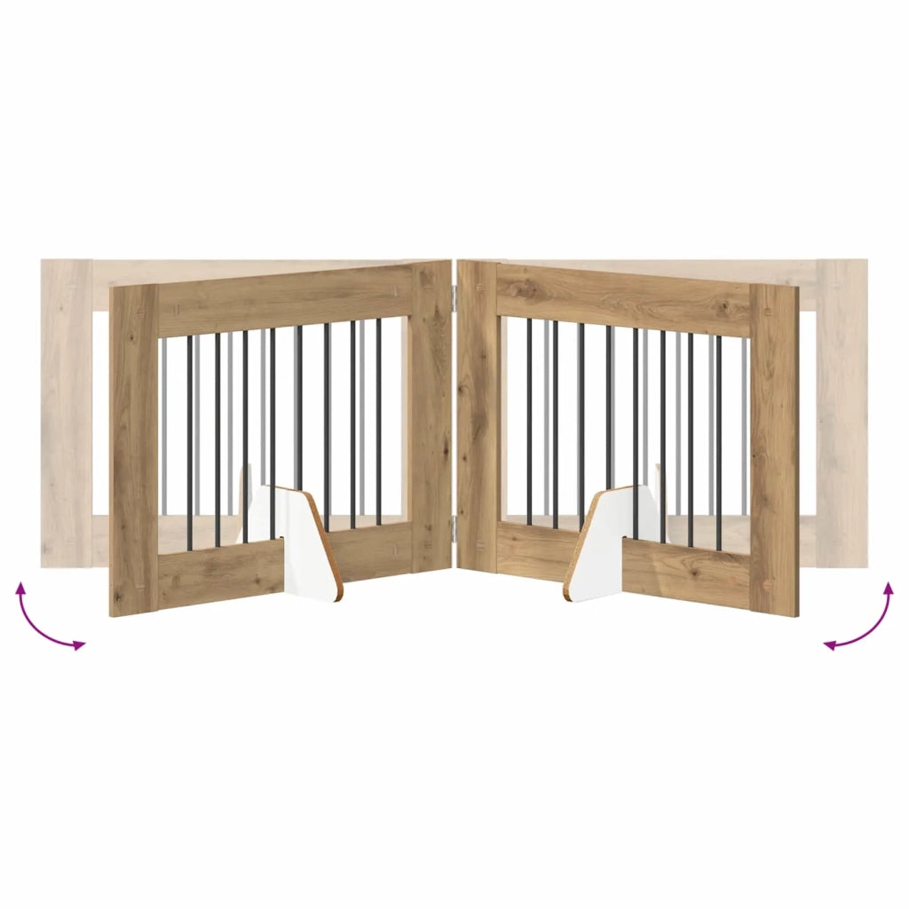 Cancello per cani pieghevole con supporti 2 pz 160,5 cm 892132