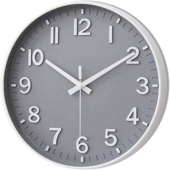 Orologio a Parete Radiocomandato 30 cm Silenzioso Orologio a Parete Senza Suono, Moderno Orologio a Batterie per Casa, Cucina, Salotto, Ufficio, Decorazione a Parete (Grigio Bianco)