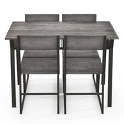 Set da tavolo da pranzo 5 pezzi, Tavolo da cucina con 4 sedie mensola portaoggetti e telaio in metallo Grigio-Tavoli e sedie da pranzo