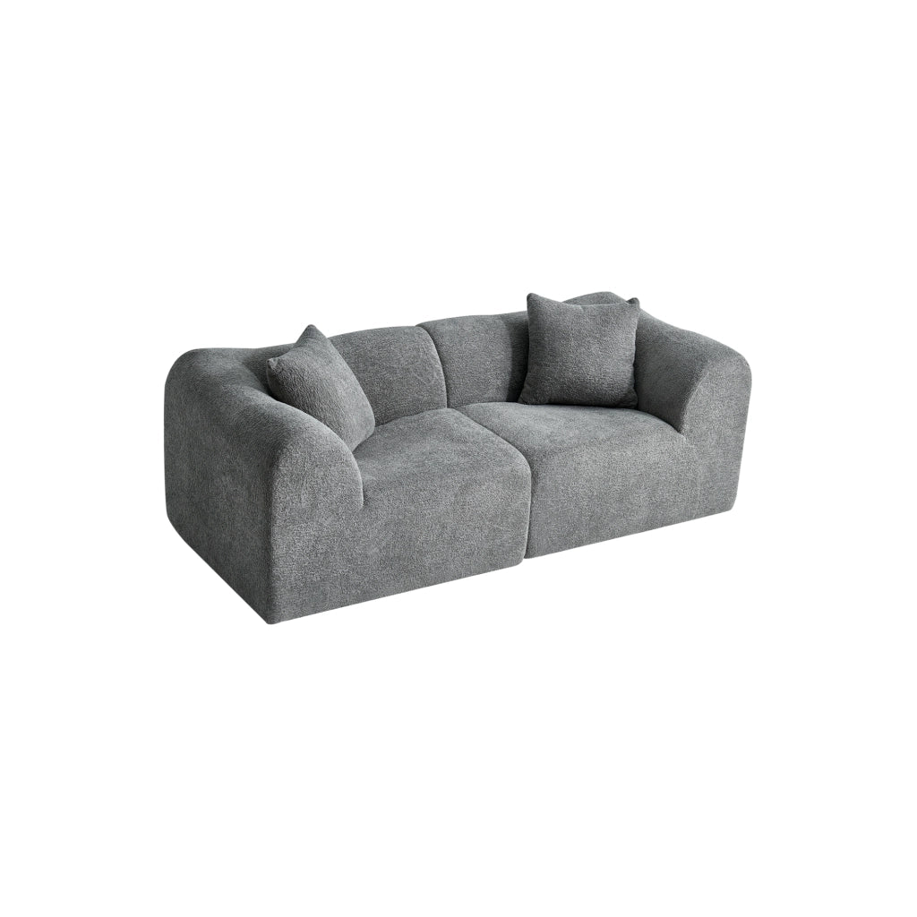 Divano 2 posti 194 x 87 x 67 cm grigio, design compatto, velluto con 2 cuscini