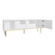 Mobile TV con 2 Cassetti e 2 Vani; Dettagli Dorati; Stile Moderno; Soggiorno; 165??36??55 cm; in Pannello Truciolare; Bianco