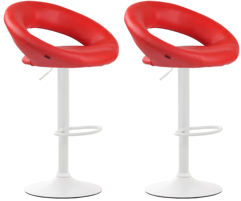 Set di 2 sgabelli da bar Olinda in finta pelle rosso,bianco