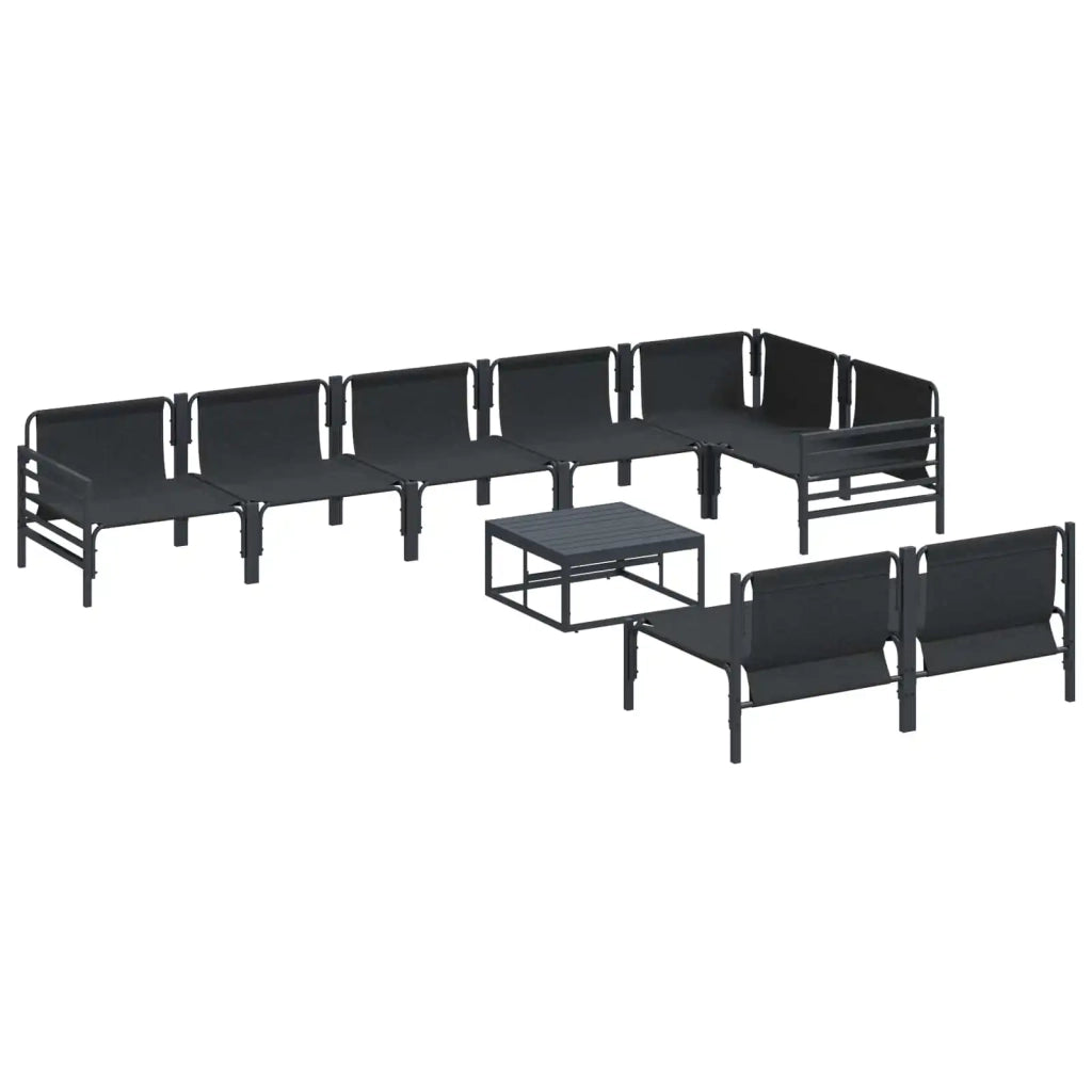 Set Divano da Giardino con cuscino 9 pcs Nero Acciaio 3378995