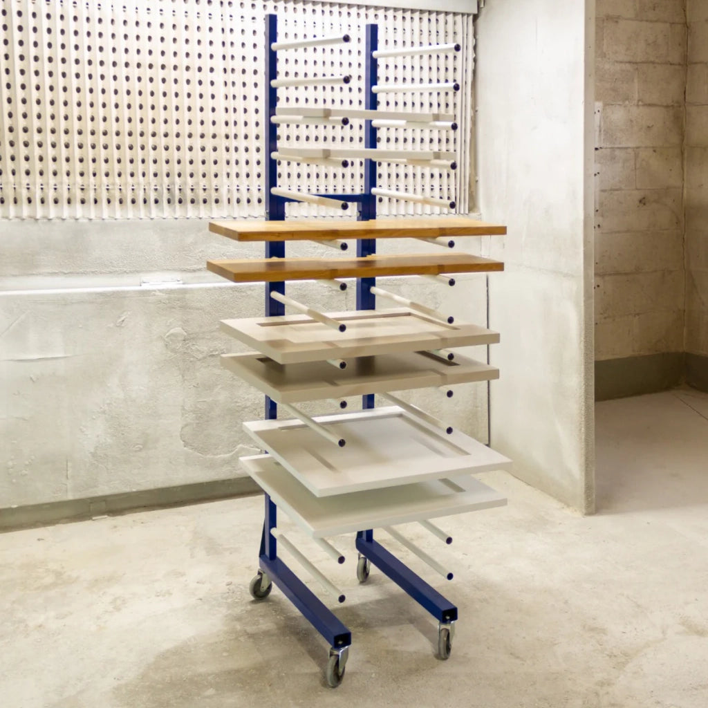Carrello Combinato Blu per Asciugatura Vernice Spray, Eco-Compatibile per Falegnameria e Bricolage