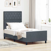 Letto a molle con testiera-Rete con Testiera Grigio scuro 100 x 200 cm Velluto 473085