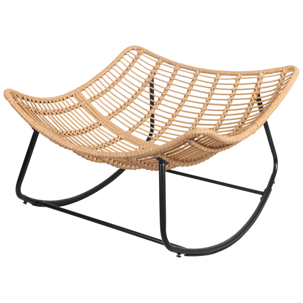Sedia a dondolo in rattan sintetico con cuscino nero CINTA