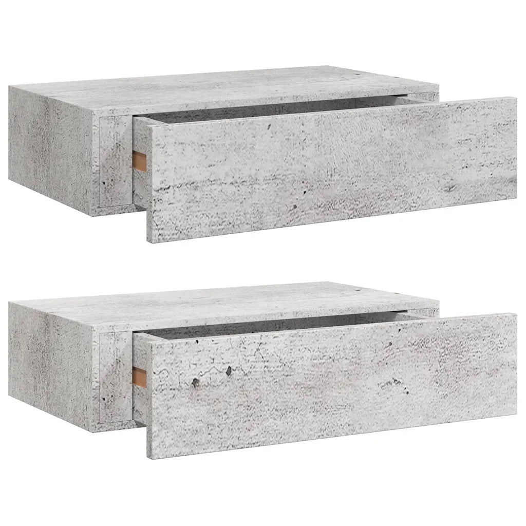 Scaffali Cassetti a Muro 2 pz Grigio Cemento 40x23,5x10cm MDF cod mxl 33655
