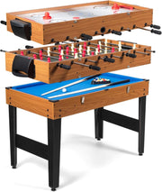 3 in 1 Tavolo da Gioco Multifunzionale, Tavolo da Biliardino con Calcetto Biliardo Hockey Scorrevole, Maniglia in Gomma, Struttura Stabile, per Casa Sala Giochi, 122x58x83 cm