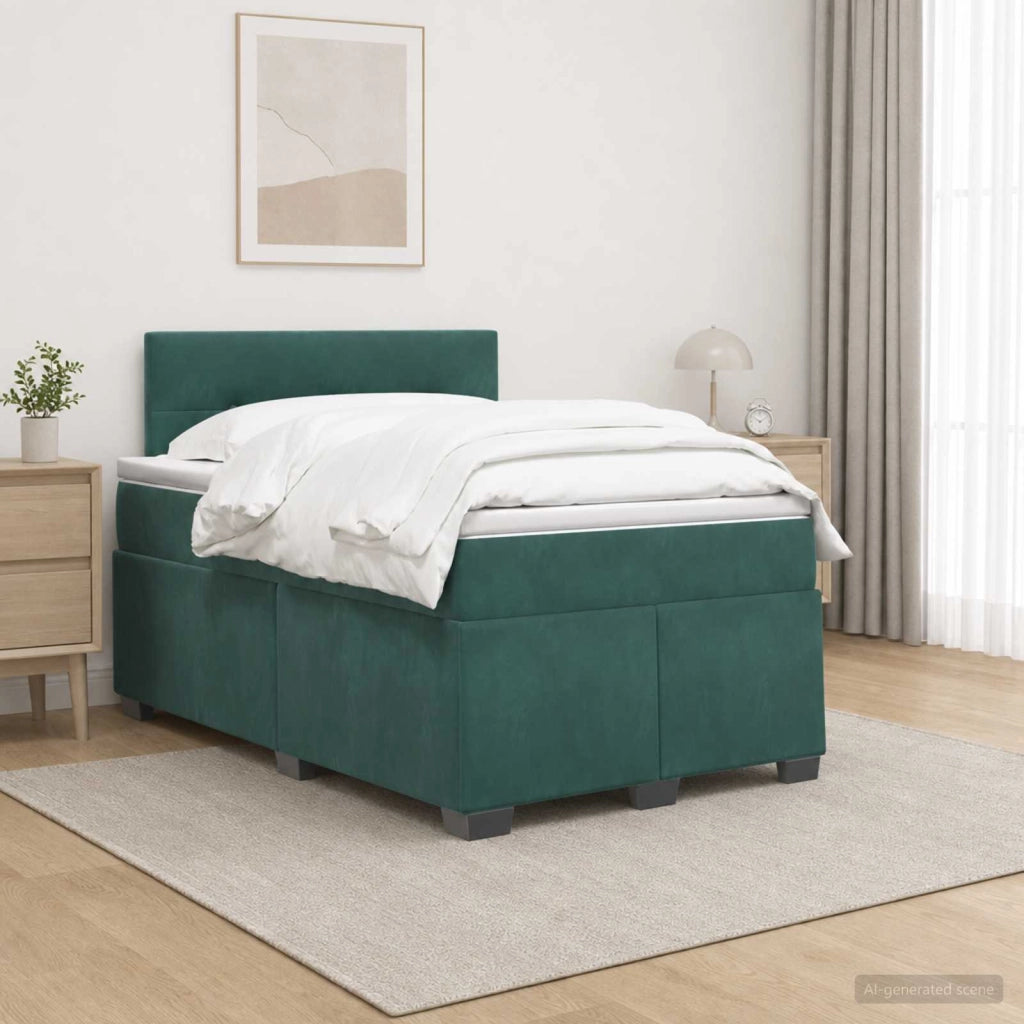 Letto box spring con materasso Verde Scuro 120 x 200 cm Velluto 3450695