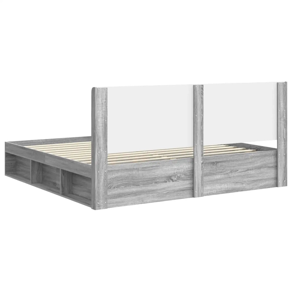 Struttura del letto con stoccaggio e testata-Giroletto con contenitore Sonoma grigio 486150
