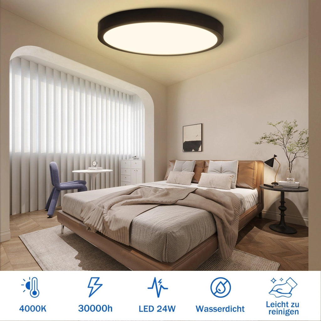 ZMH Lampada da soffitto plafoniera LED rotonda piatta 24W design moderno per soggiorno camera letto