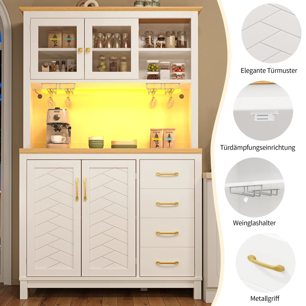 BUFFET 105,5x40x180 cm in MDF Bianco con LED