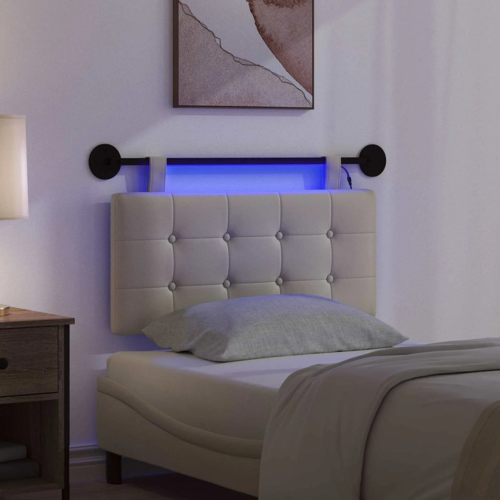 Testiera sospesa Con luce LED Crema Similpelle