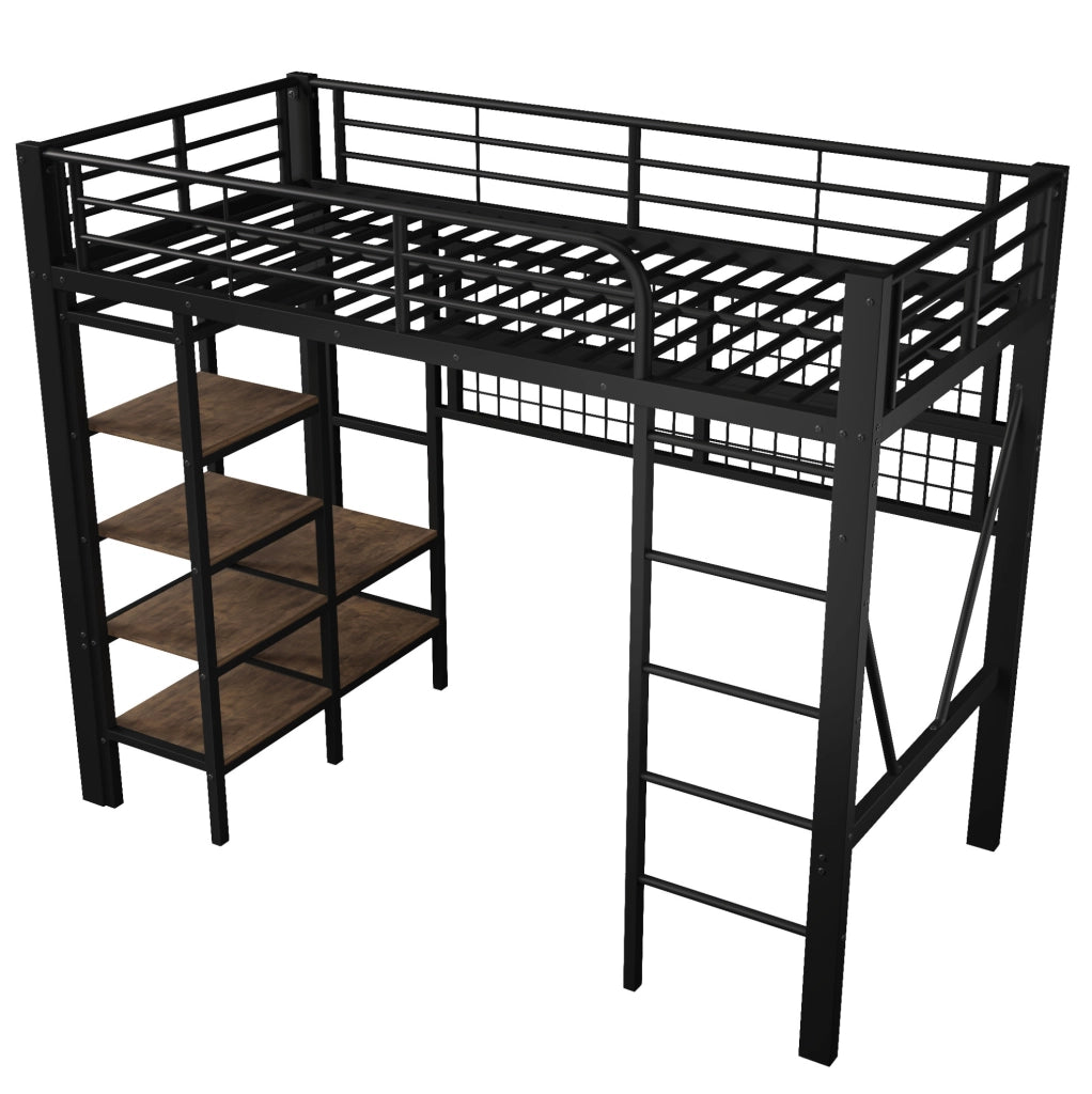 Letto a soppalco 90x200 cm con LED e vano portaoggetti